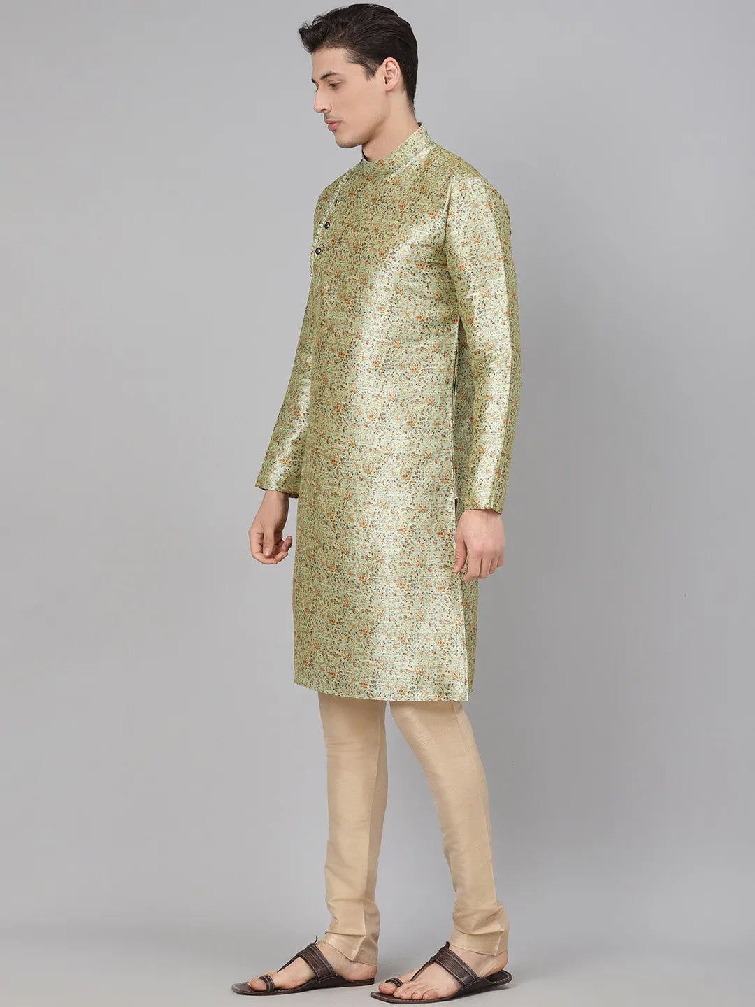 Shimmering Blended Kurta Set with Selfprint design