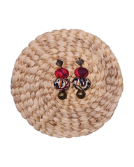 Circular Hanging Earrings with Gold Charms