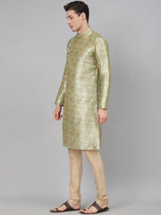 Shimmering Blended Kurta Set with Selfprint design