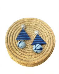 Triangular Hanging Earrings with Round Drops