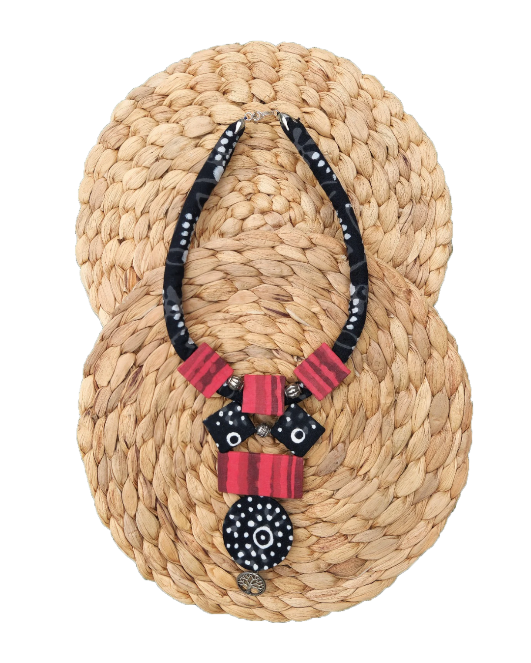 Elegant Fabric Necklace with Tree of Life Charm