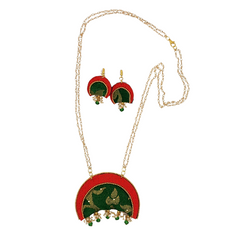 Indian Traditional Ethinic Necklace with Earrings Semicircular