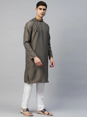Stylish Grey Muslin Kurta Set
