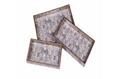 Handcrafted Antique Serving Tray Set – Elegant Antique Look Nesting Trays (Set of 3)