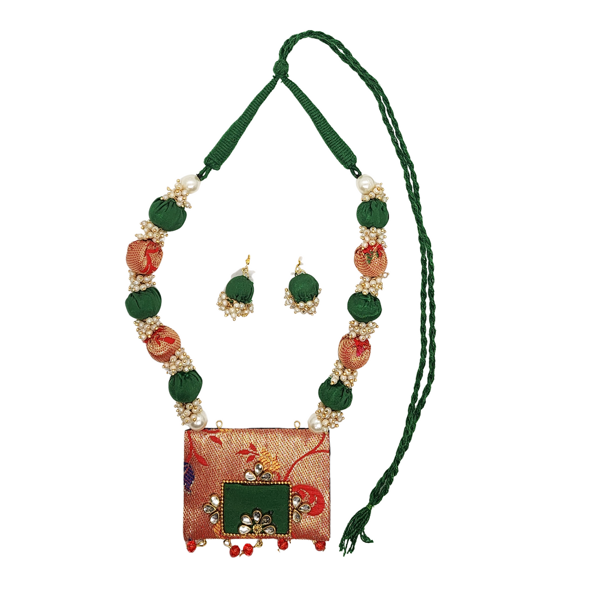 Indian Traditional Ethinic Necklace with Earrings Round Hanging