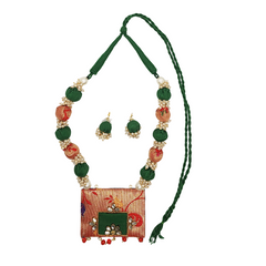 Indian Traditional Ethinic Necklace with Earrings Round Hanging