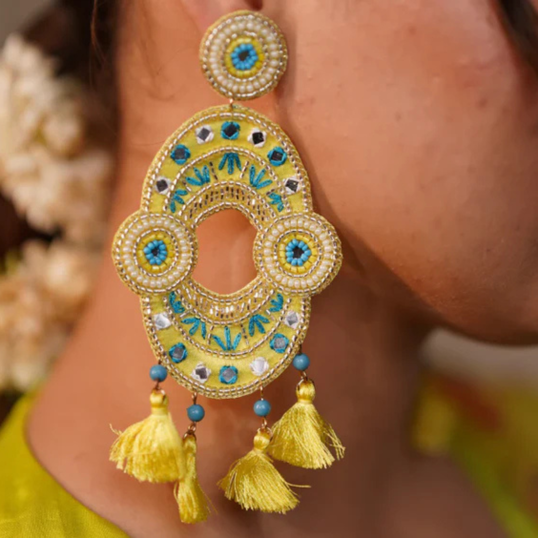 Mastani Yellow Handmade Earrings
