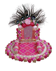 Handcrafted Throne Peacock with Golden Beads