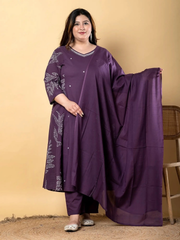 Elegant Purple Salwar Suit with mirror work