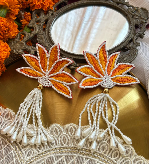 Chaashni Yellow Flower Handmade Earrings