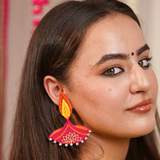 Aanch Diya Shaped Pink Handmade Earrings