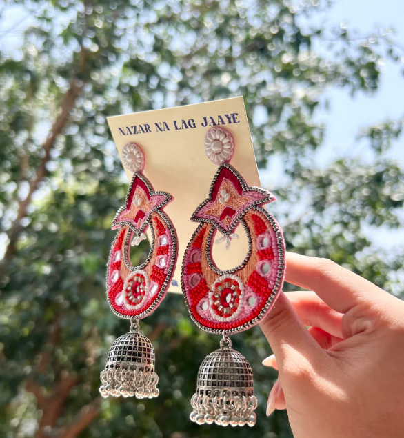 Sajni Handmade Beaded Chaandbali Jhumki