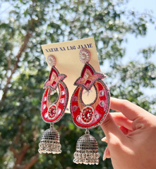 Sajni Handmade Beaded Chaandbali Jhumki