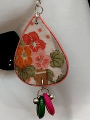 Artistic Pink Green Fabric Earrings