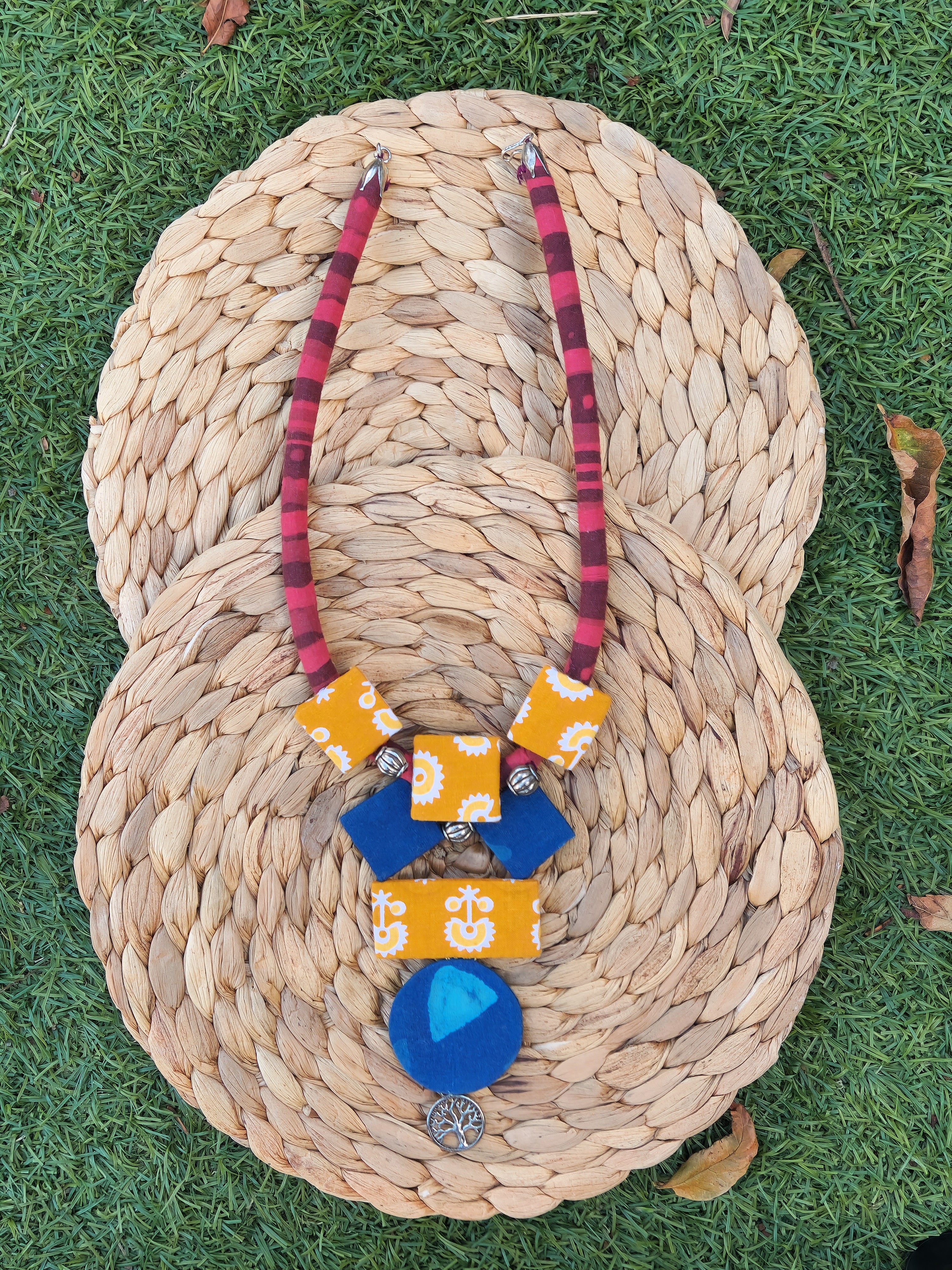 Elegant Fabric Necklace with Tree of Life Charm