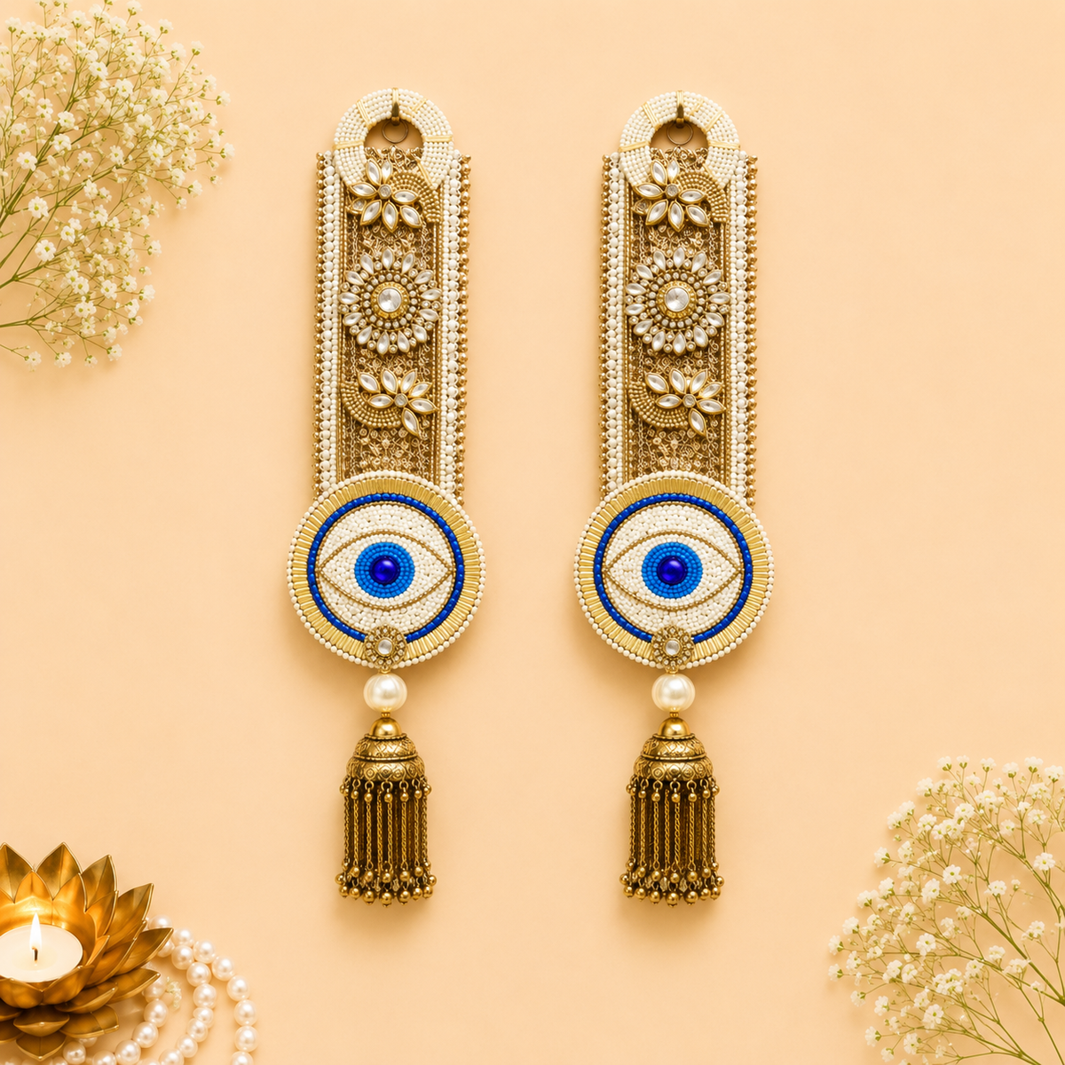 Azure Nazar Pearl Jhumar Hanging (Set of 2)
