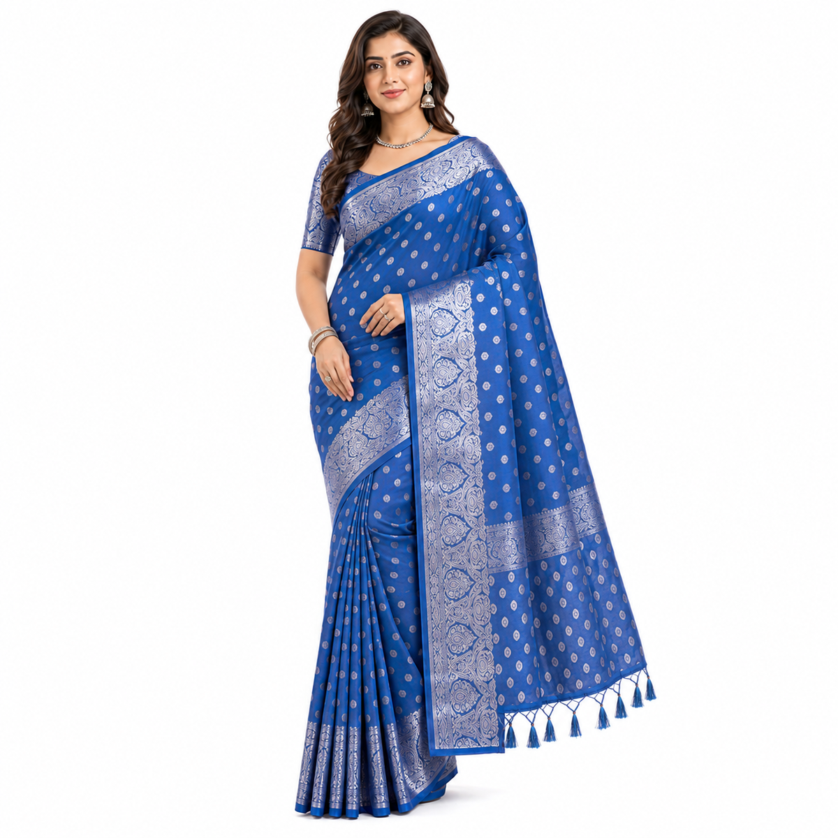 Royal Blue Silk Saree with Silver Zari Weaving