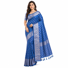 Royal Blue Silk Saree with Silver Zari Weaving