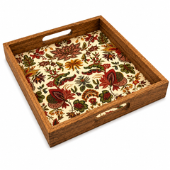 Royal Heritage Floral Inlay Wooden Serving Tray