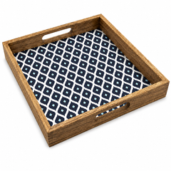 Blue Diamond Elegance Wooden Serving Tray