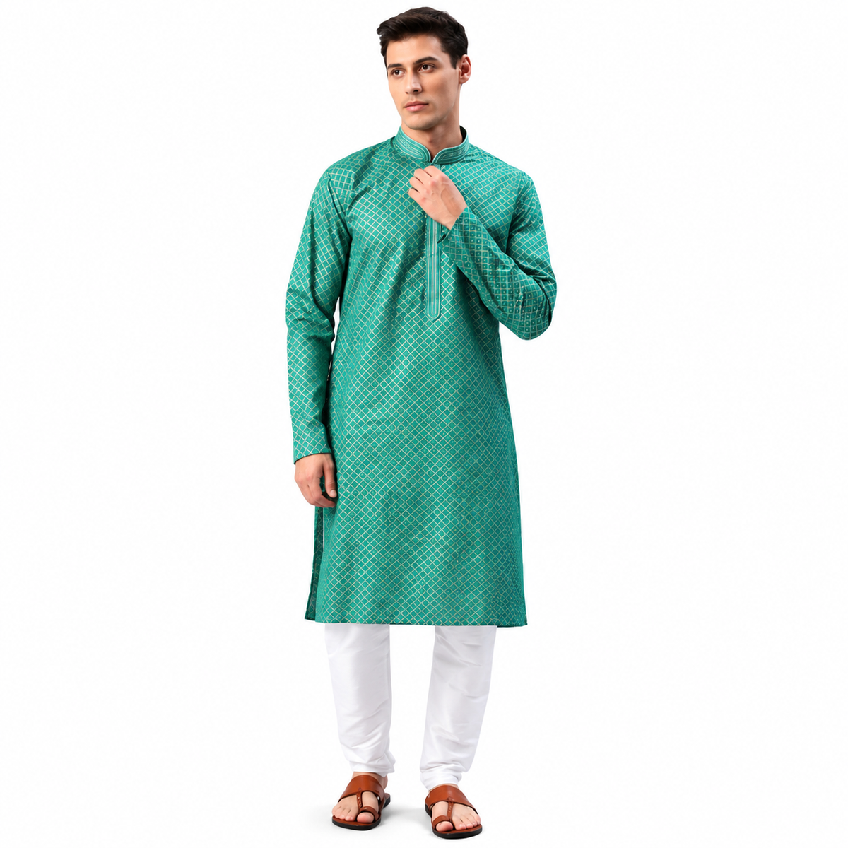Green Kurta with Gold design