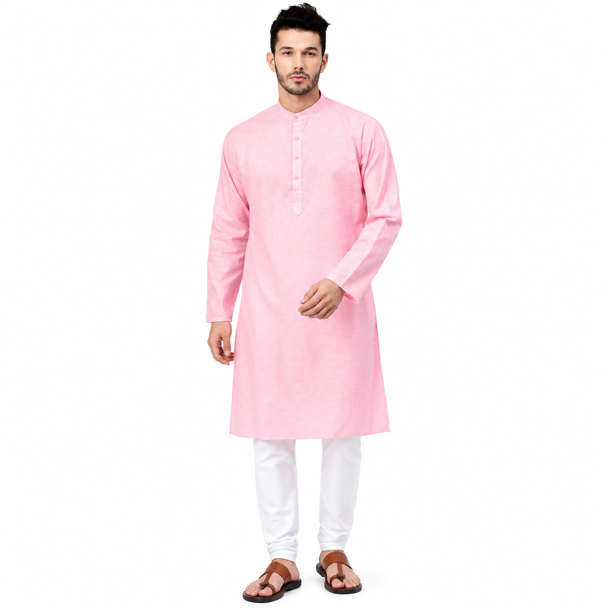 Plain Pink Men's Kurta