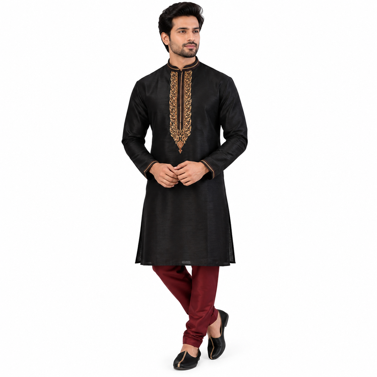 Black Jacquard Kurta only