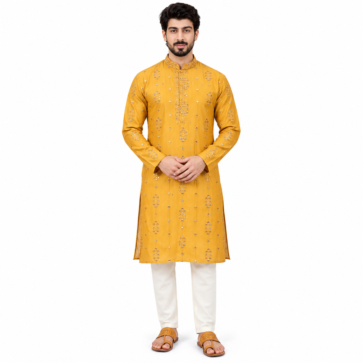 Yellow Mirrorwork Kurta
