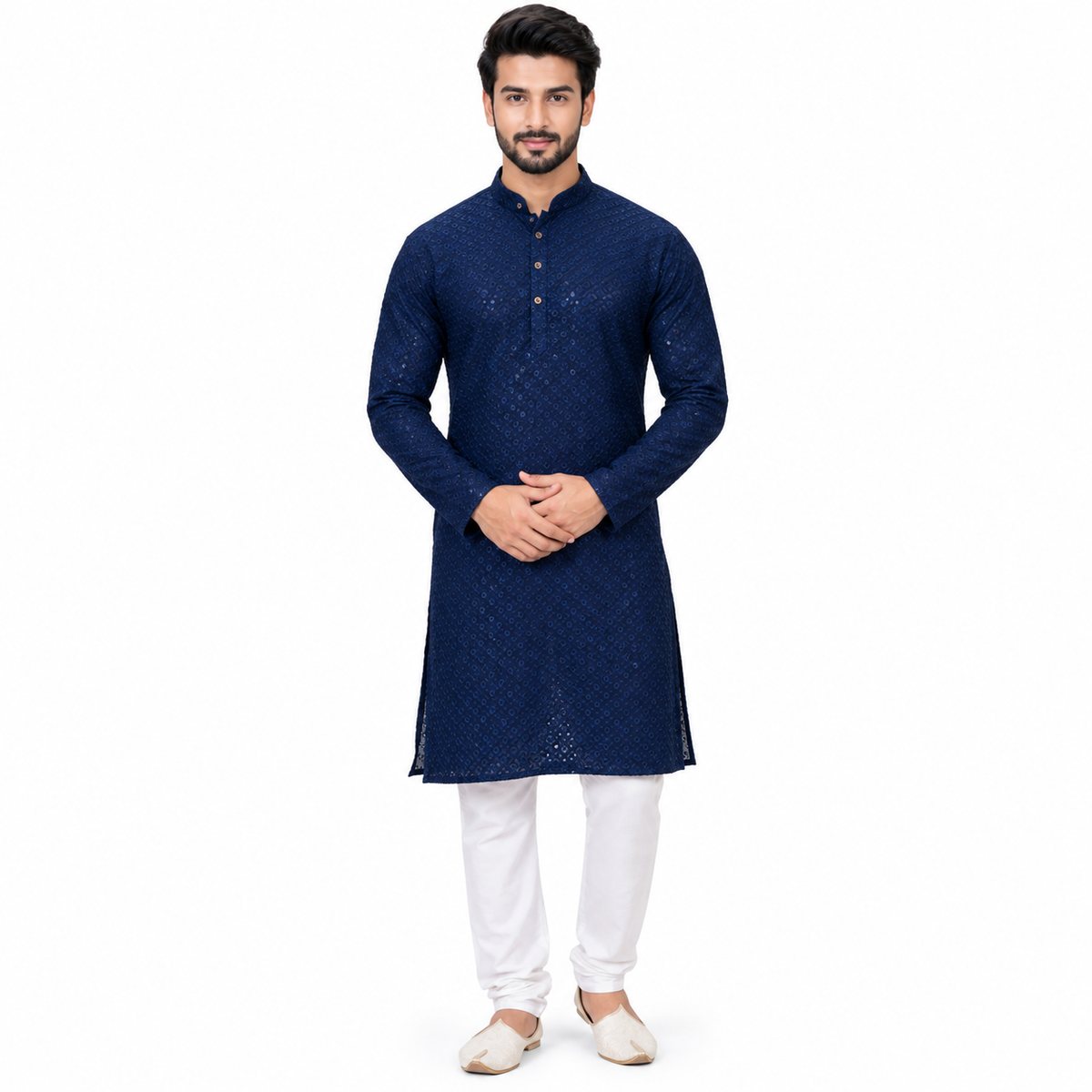 Blue Rayon Party Kurta with Thread Work