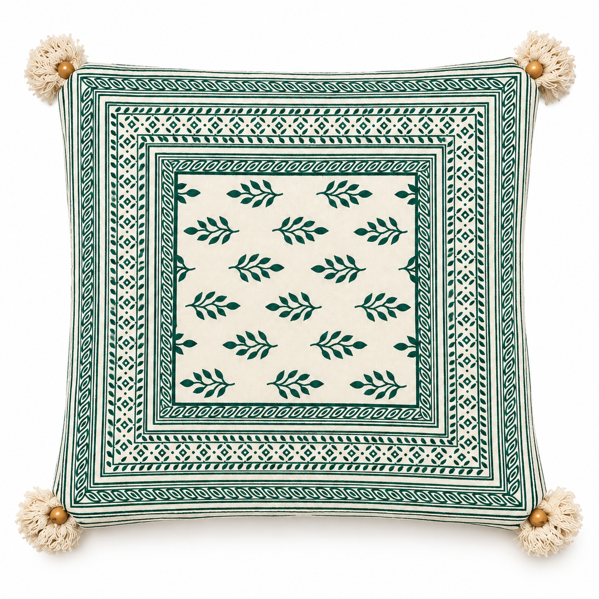 Green Floral Print Cushion cover