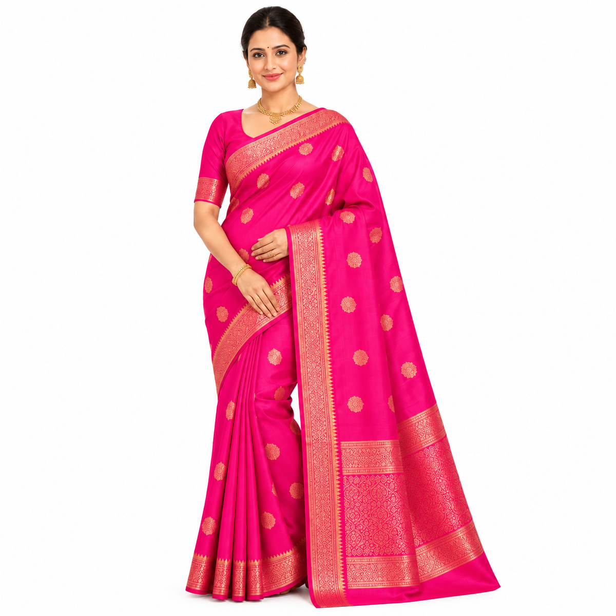 Elegant Handwoven Raw Silk Saree in Pink