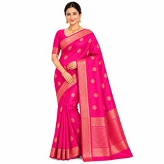 Elegant Handwoven Raw Silk Saree in Pink