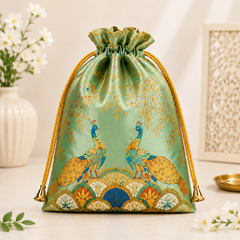 Royal Peacock  Satin Potli Bag