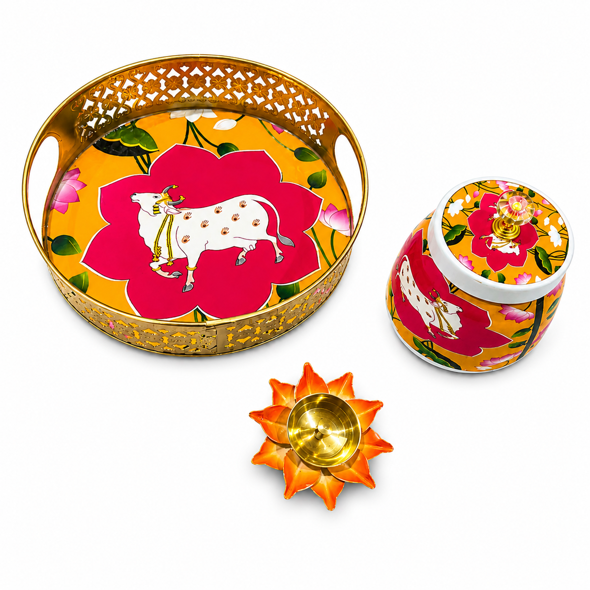 Decorative Tray with Jar and tealigjht