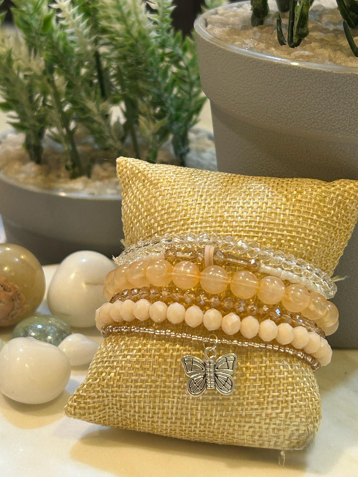 Fashionable Beaded Multilayer Bracelets with Elegant Charms