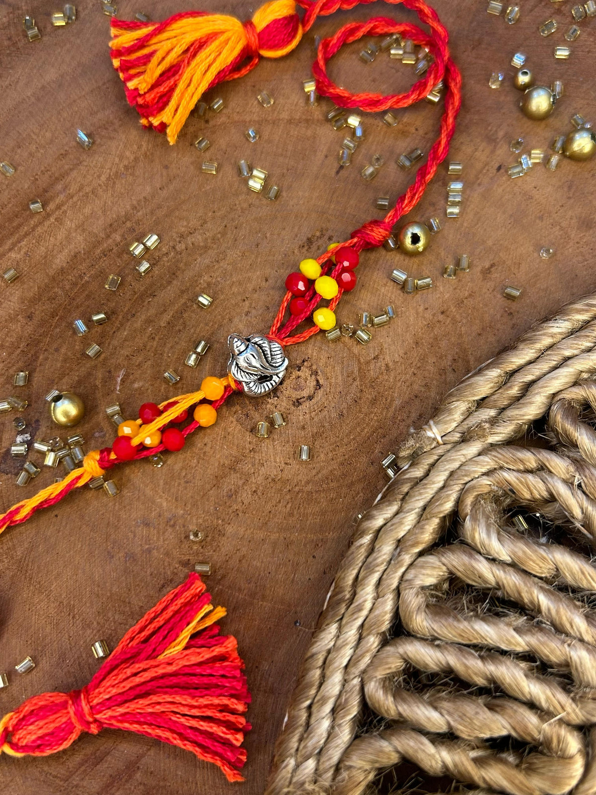 Ganesha Metal Charm Rakhi Bracelet