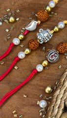 OM and Rudraksha Beaded Rakhi Bracelet