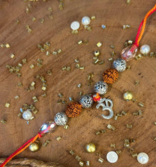Rudraksha Rakhi Bracelet with OM Hanging Charm