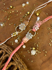 Floral Rakhi Bracelet with Brown Beads