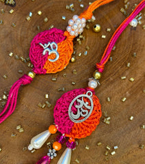 Bhaiyya Bhabhi Crochet Rakhi Braclet with OM Charm