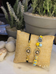 Bhaiyya Bhabhi Evil Eye Rhinestone Rakhi Bracket