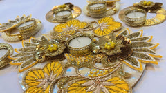 Zardosi Embroidery Decorative Rangoli with Tea-light holder