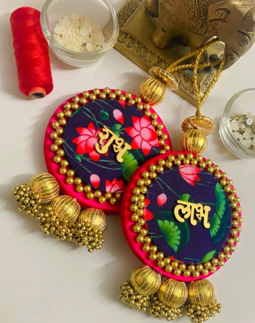 Fabric Print Shubh Labh Wall Hanging
