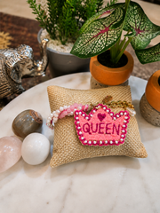 Handcrafted Pink Queen Crown Charm Bracelet