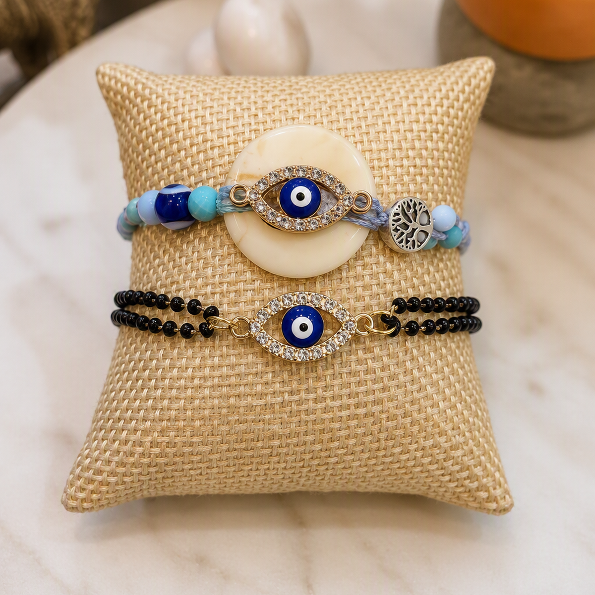 Evil Eye Crystal Bracelet Rakhi Pair