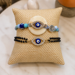 Evil Eye Crystal Bracelet Rakhi Pair