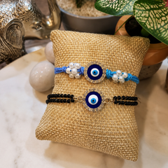 Evil Eye Pearl Bracelet Rakhi Pair