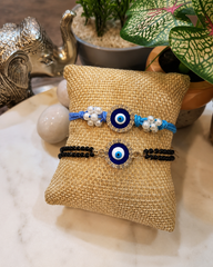 Evil Eye Pearl Bracelet Rakhi Pair
