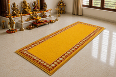 Yellow Peacock Royale Puja Mat