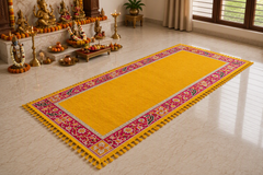 Yellow Peacock Royale Puja Mat
